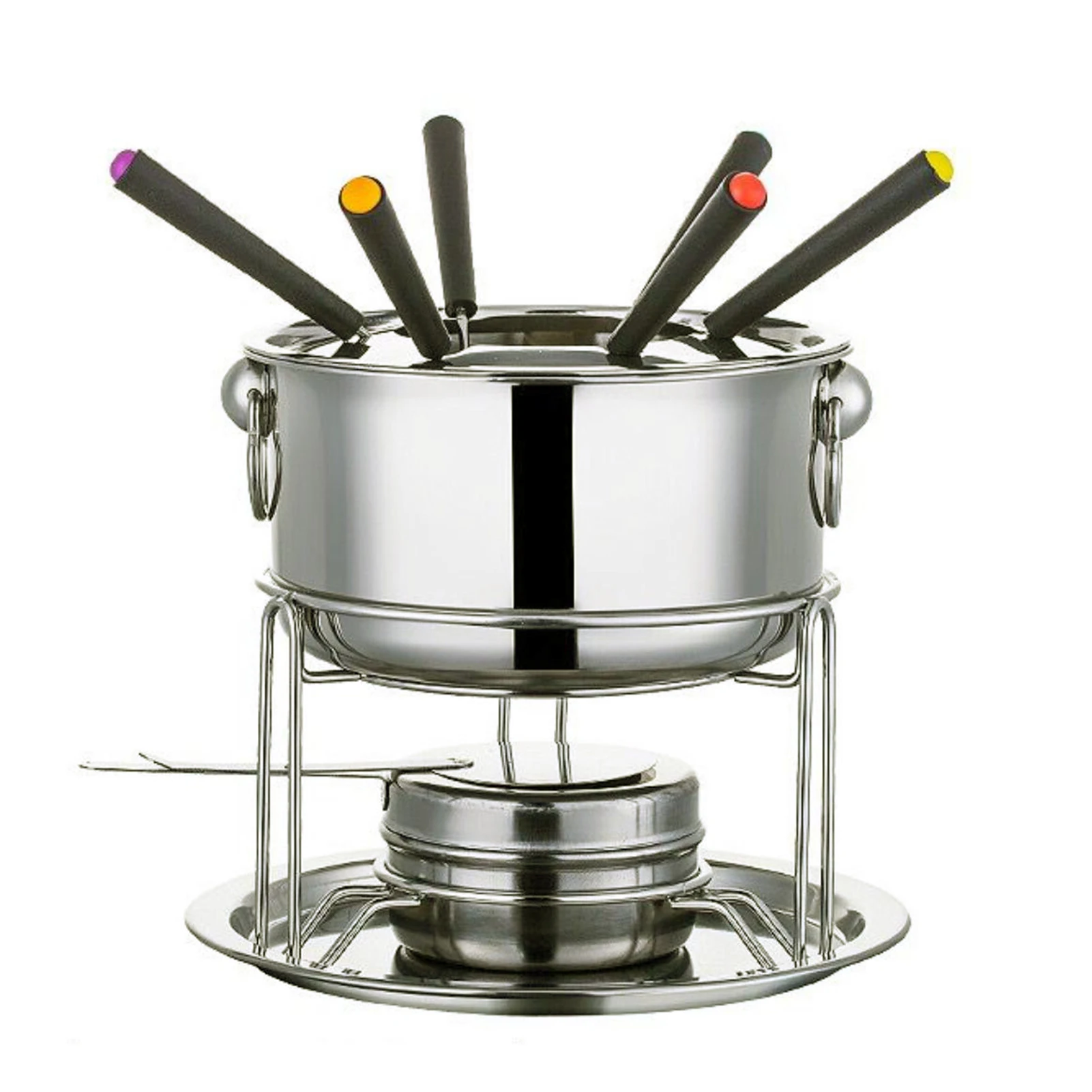 

Multifunctional Stainless Steel Ice Cream Chocolate Cheese Hot Pot Melting Pot Fondue Set With 6 Hot Pot Fork