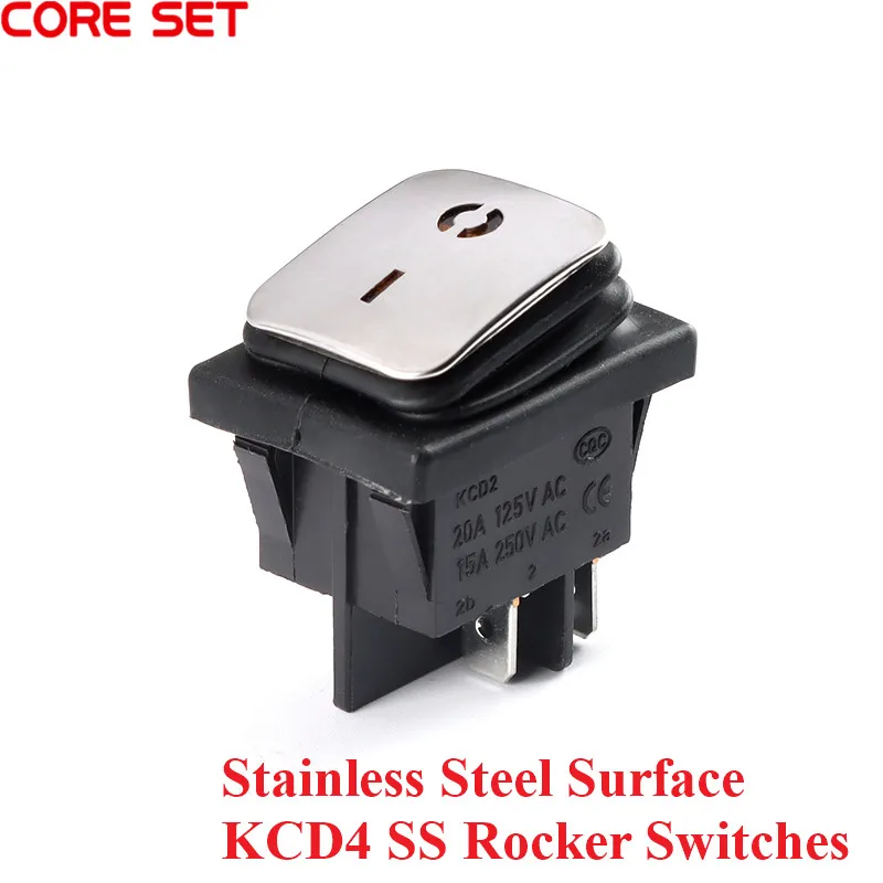 KCD4 SS Клавишные переключатели кнопки питания поверхности из нержавеющей стали