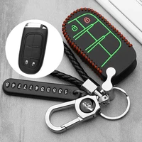 luminous genuine leather car styling 2 button smart key case cover for jeep compassgrand cherokee for fiat viaggioottimo m19