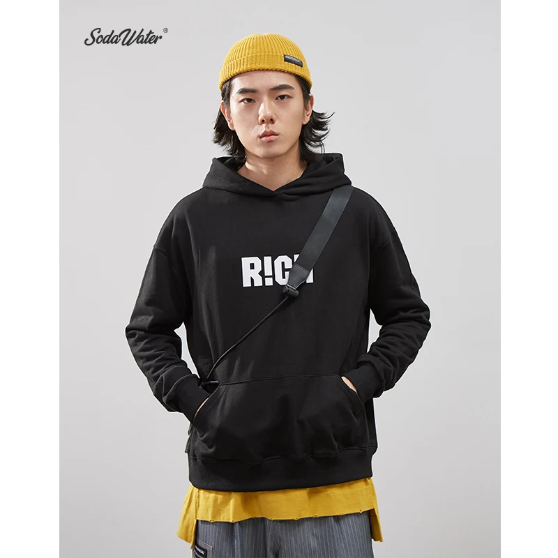 Sodaводяные мужские модные толстовки с принтом уличная 2019 осенние Harajuku хлопковые
