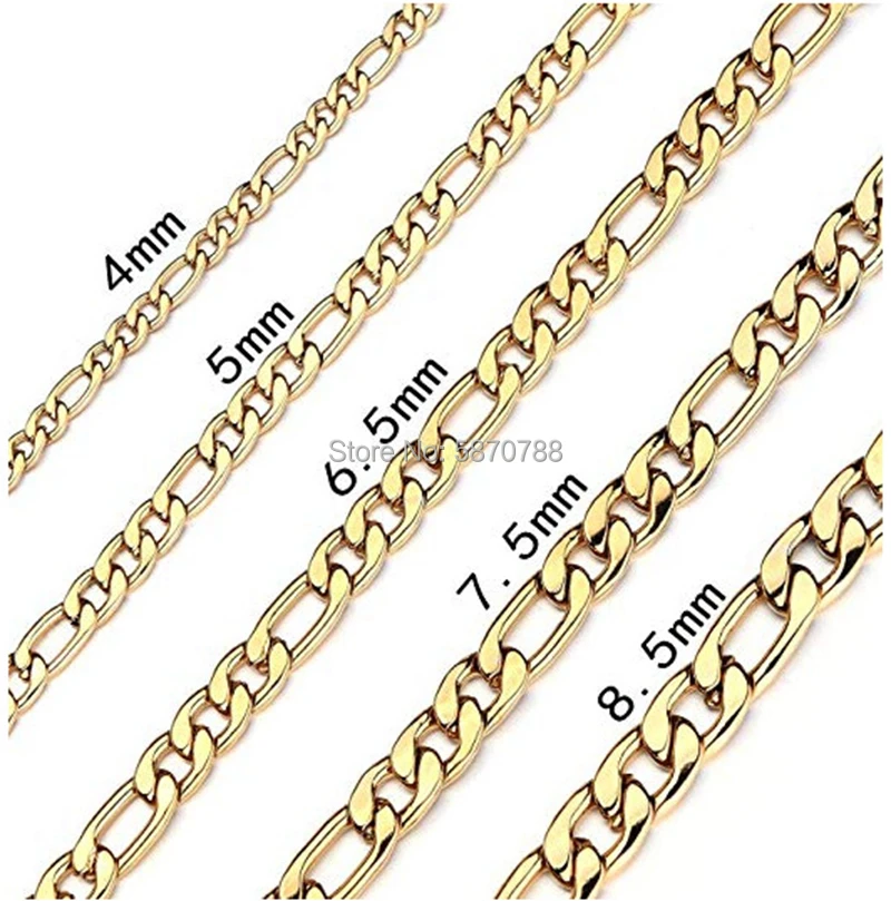 Женское ювелирное изделие цепочка Фигаро из нержавеющей стали позолоченное