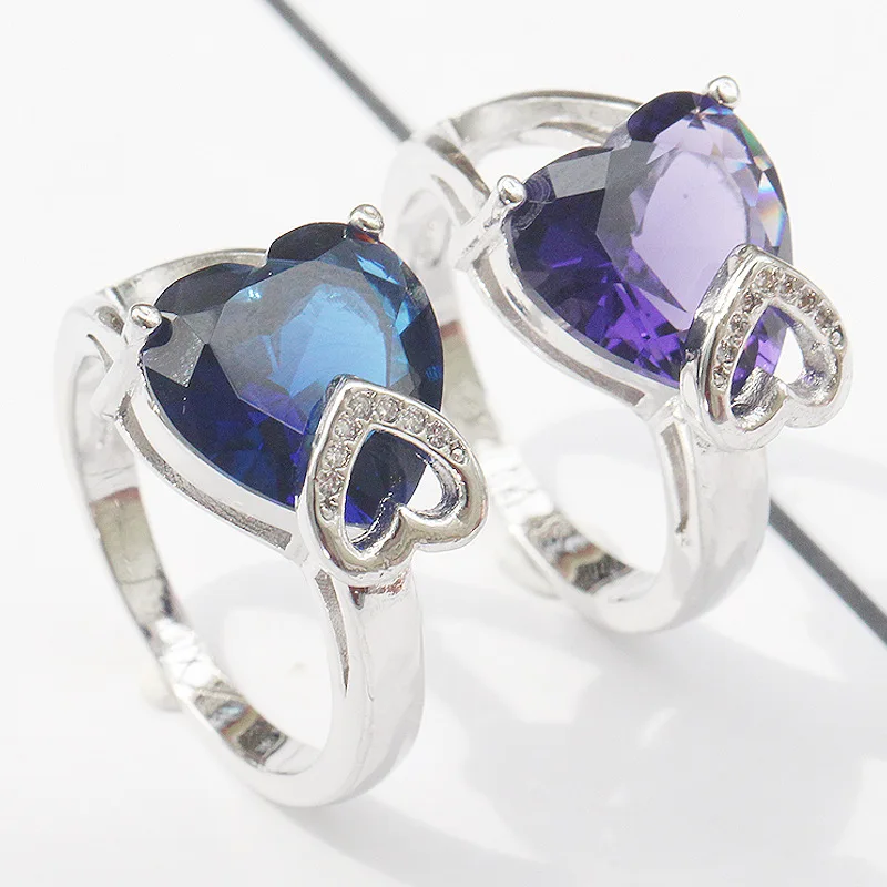 2 вида цветов модное винтажное кольцо больших размеров с сердцем