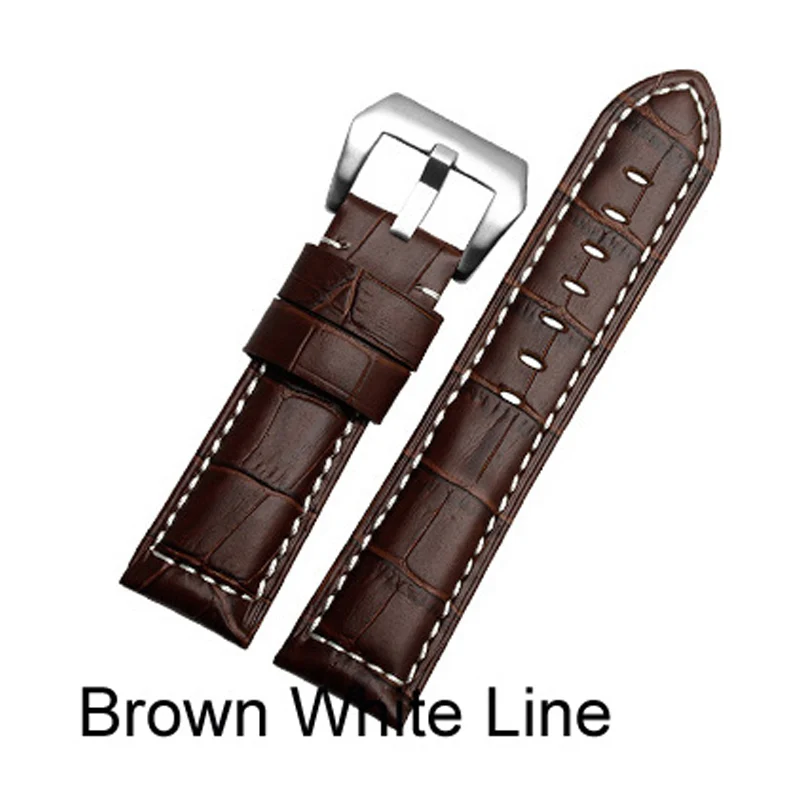 Quality Brown Handmade Band Men Watchband for Panerai  Leather Watch Straps Male Replacement Bands Wist Bracelet 22mm 24mm 26mm