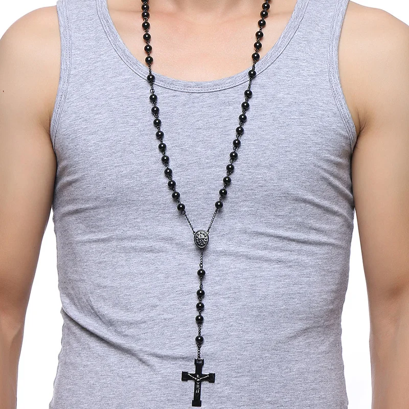 Мужская цепочка с кулоном в виде Креста Иисуса Христа 76 см|charm necklace|necklace for mencross
