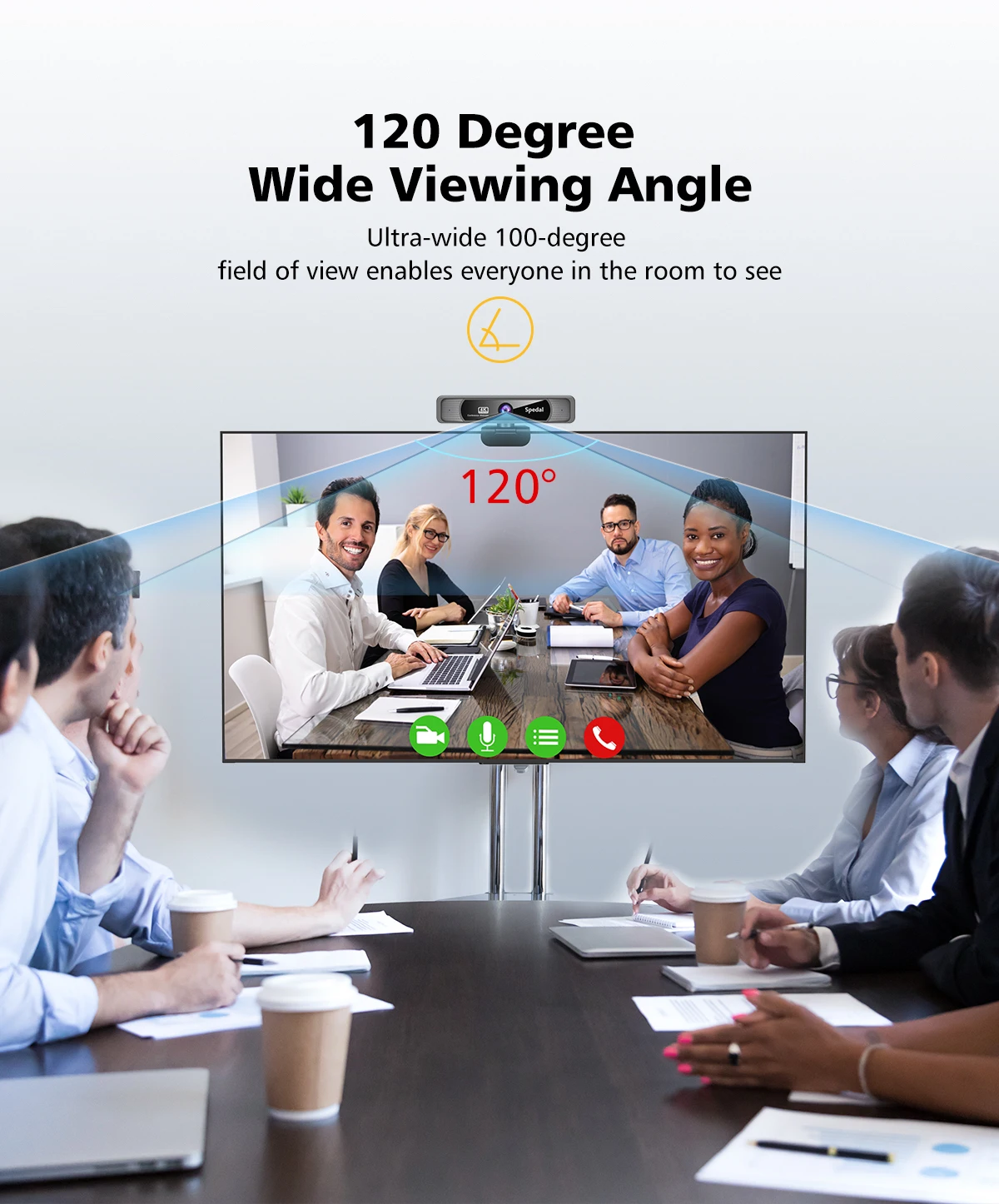 Spedal FF931 HD 4K Webcam 120°Wide Angle Wtih Microphone And Remote Control Streaming Web Camera For PC Mac Conferencin |