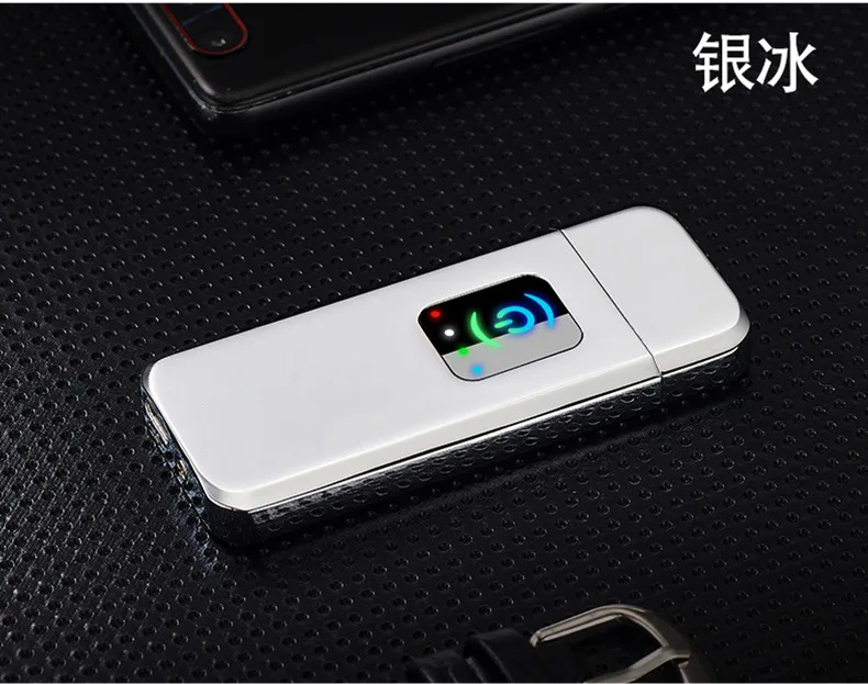 Светодиодный сенсорный Электронный USB Зажигалка металлическая перезаряжаемая Зажигалка Ветрозащитная электрическая зажигалка для курения гаджеты для мужчин