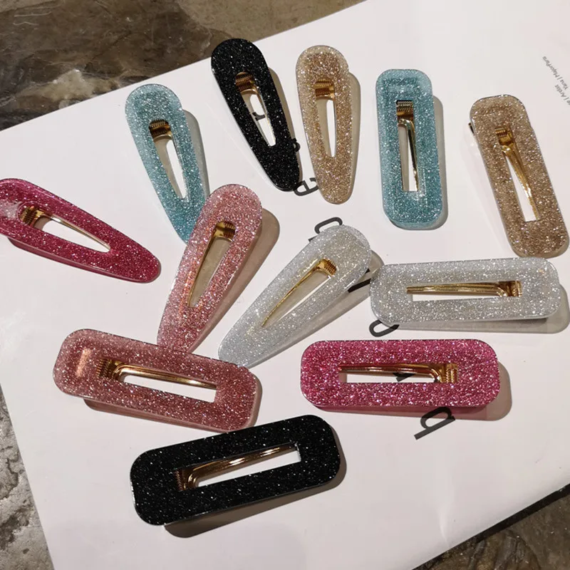 Женские акриловые заколки для волос прямоугольные шпильки из оловянной фольги с