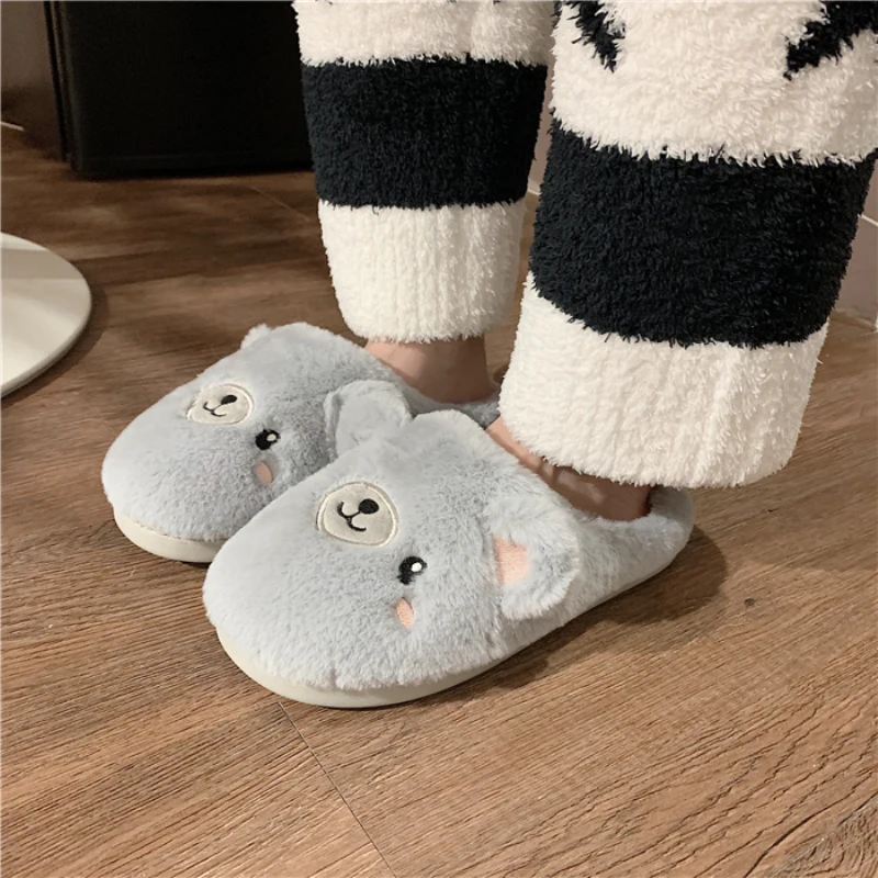 Женские хлопковые зимние домашние тапочки с милым рисунком в Корейском стиле