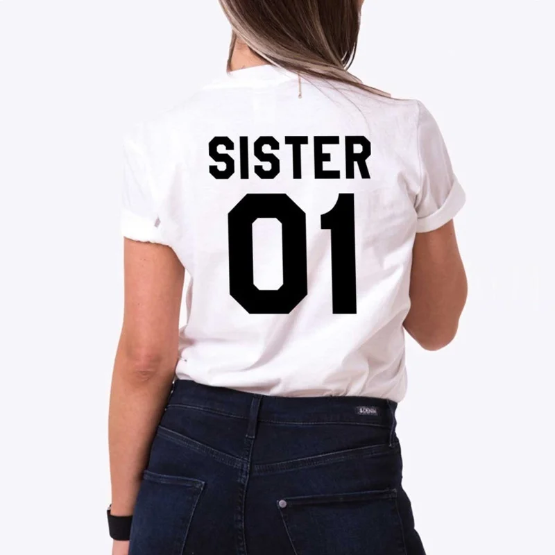 Женская летняя футболка Best Friends SISTER 01 02 Футболка с принтом топы короткими