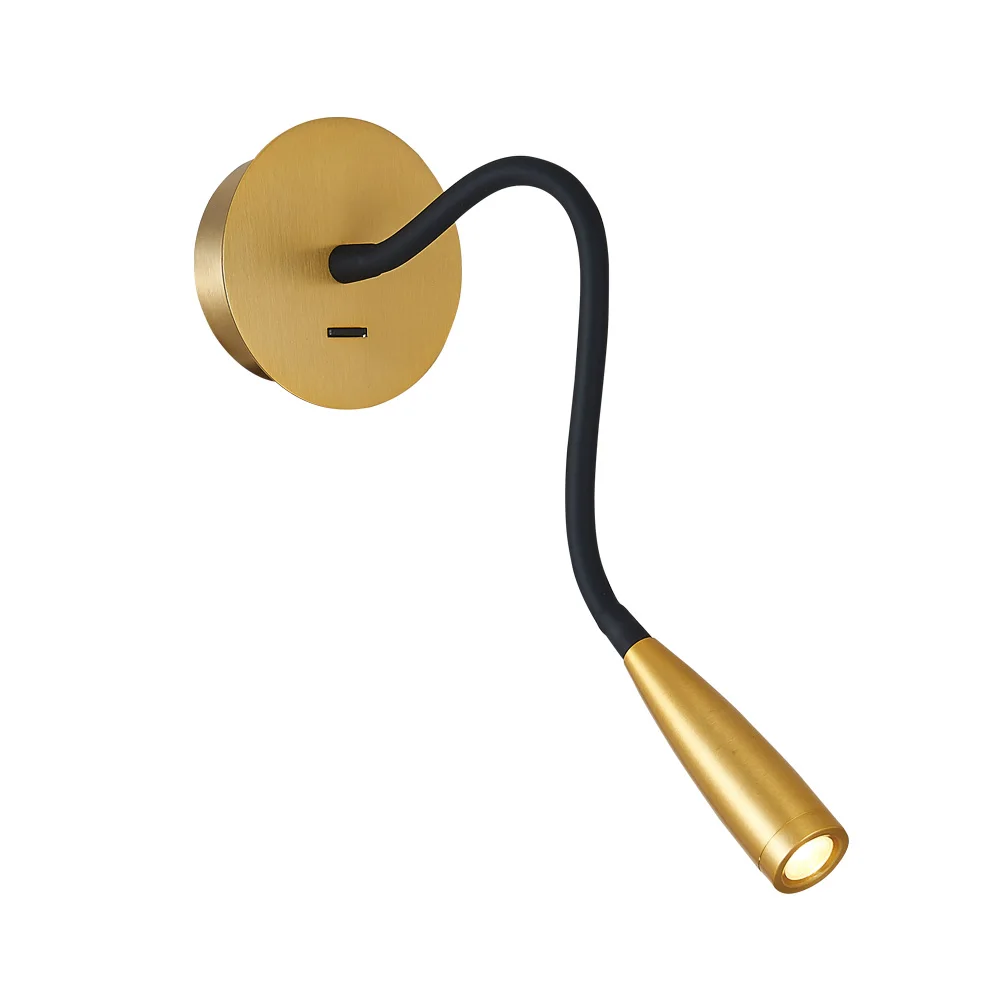 brush brass ZEROUNO домашний современный декор, настенный светильник для спальни, поворотный кронштейн с переключателем, светодиодный 3 Вт светильник для чтения, ночной Светильник для прикроватной тумбы, для внутреннего интерьера - Цвет абажура: brush brass