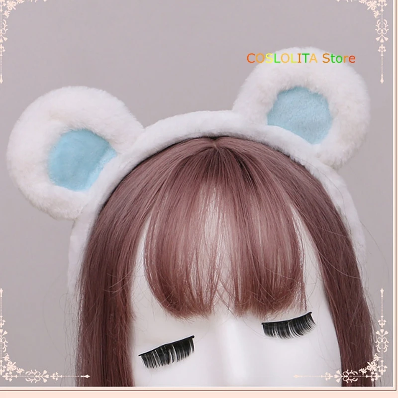 

Women Sweet Plush Cute Bear Ears Headband Hair Accessories Brown Bear Coffee Color Japanese KC Lolita Candy Headdress Cosplay