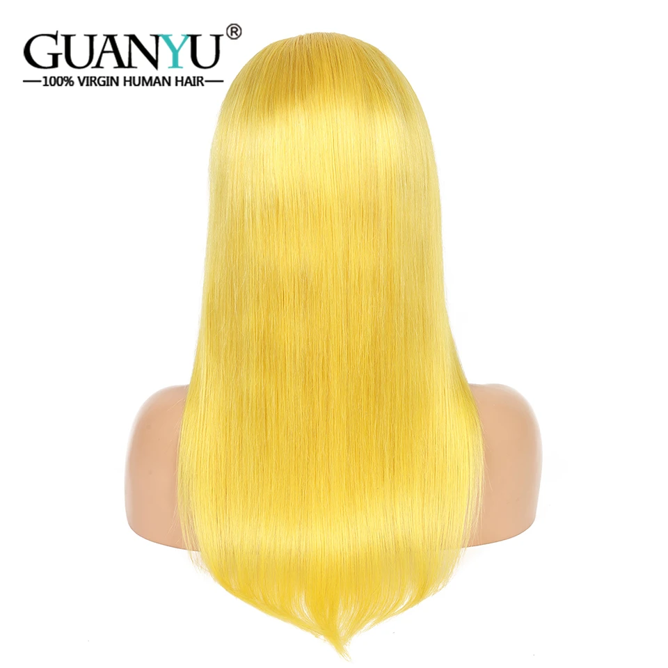 Желтый человеческие волосы Синтетические на кружеве парик с детскими волосами