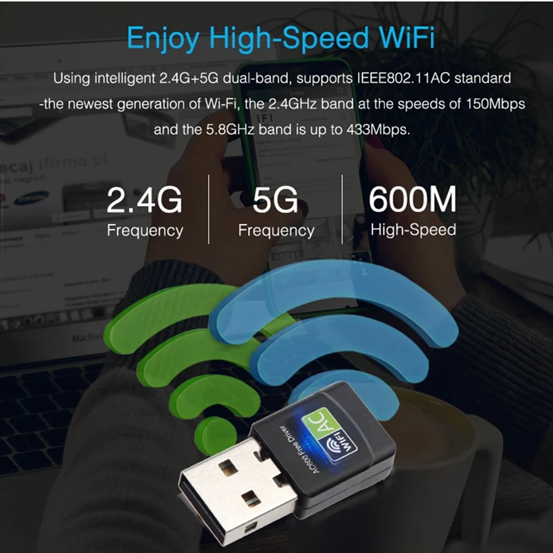 600 Мбит/с WiFi 5 ГГц USB адаптер Wi Fi ключ сетевая карта антенна приемник Lan Ethernet