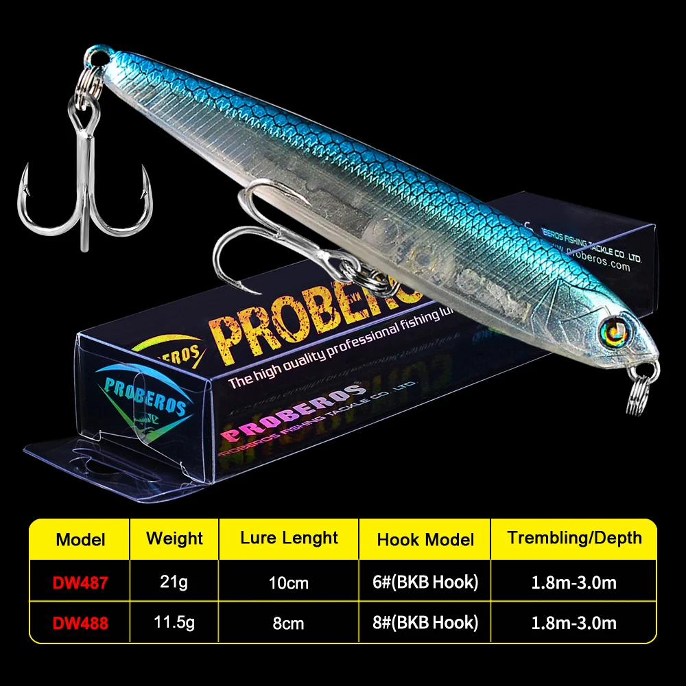 PRO BEROS 5 шт./3D глаза VIB карандаш рыболовные приманки снасти 11 г/21 г цветов в наличии