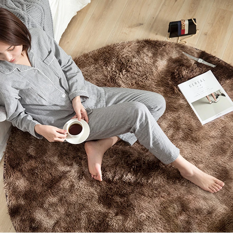 European long hair round living room carpet bay window bedroom bedside mat Gradient color rug personality blanket | Дом и сад