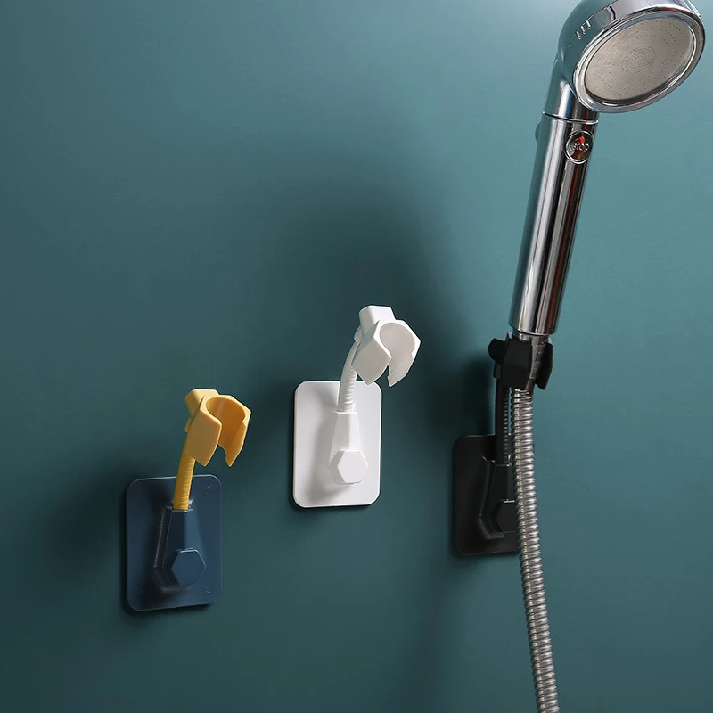 

Shower Head Holders Adjustable Showerhead Bracket Self-Adhesive Wall Mount Drill-free With 2 Hooks Stand Bathroom SPA Universal