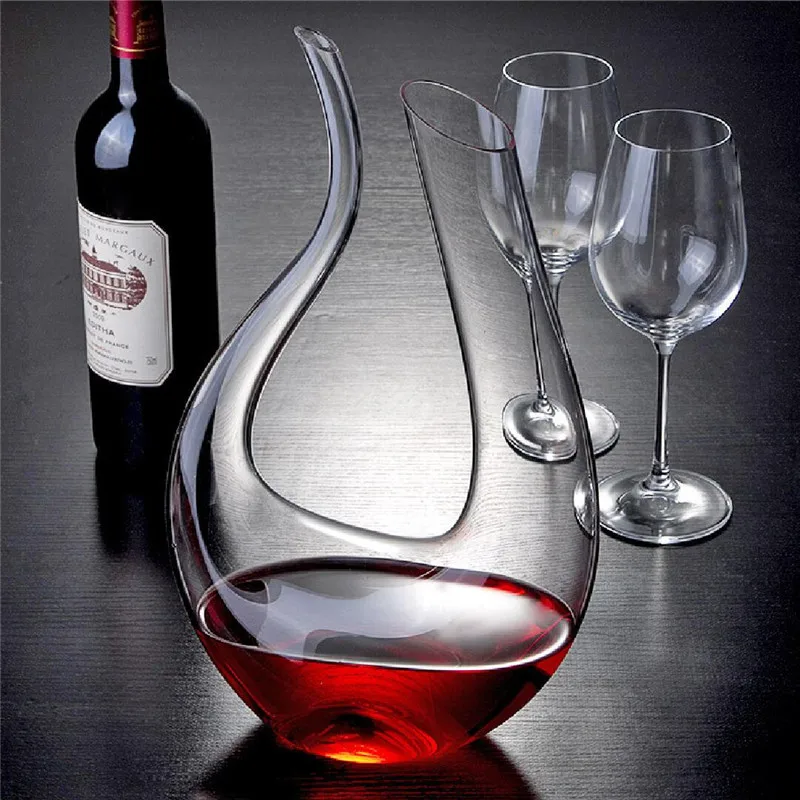 

Crystal U-shaped Wine Decanter 1500ML Gift Box Whiskey Harp Swan Decanter Aerator Jug Poure Separator Wine Glass Bottle Party