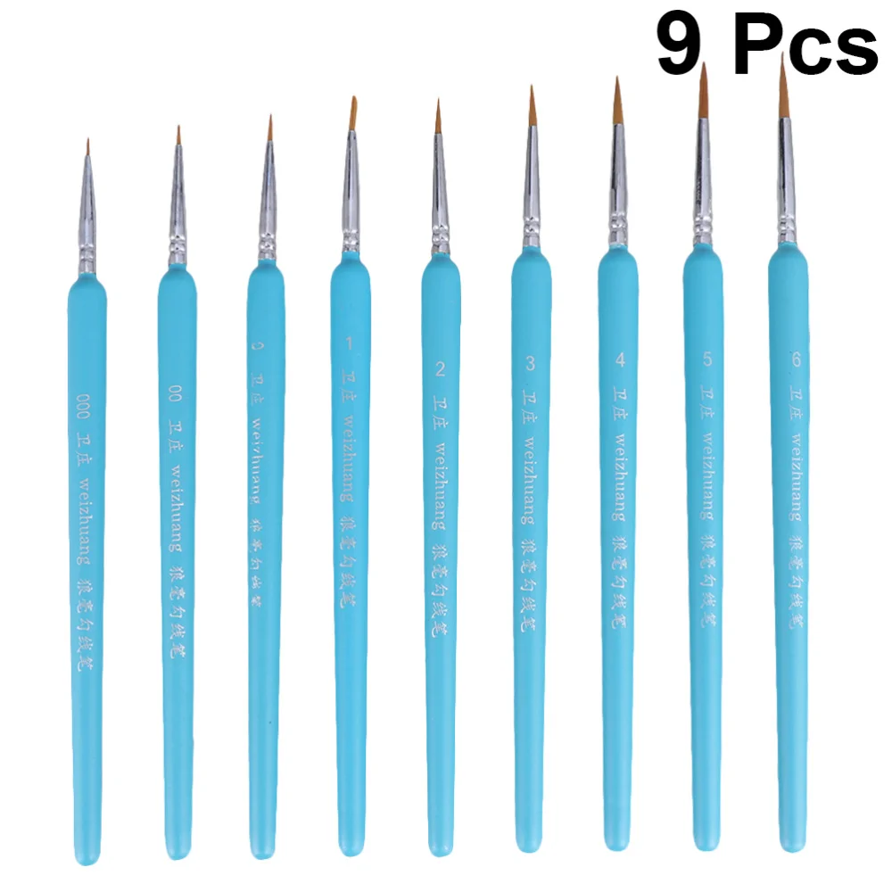 

6Pcs Wolf Hair Tip Brushes Professional Detail Paint Brush Fine Detailing Painting Drawing Brushes)