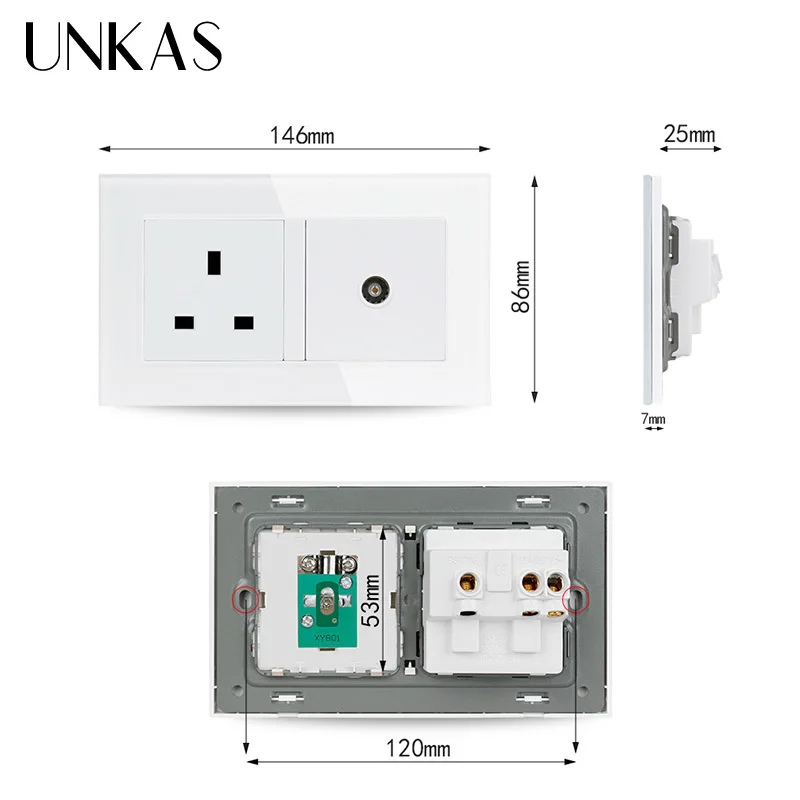 UNKAS панель из закаленного хрусталя стандарт Великобритании 2 комплекта настенная