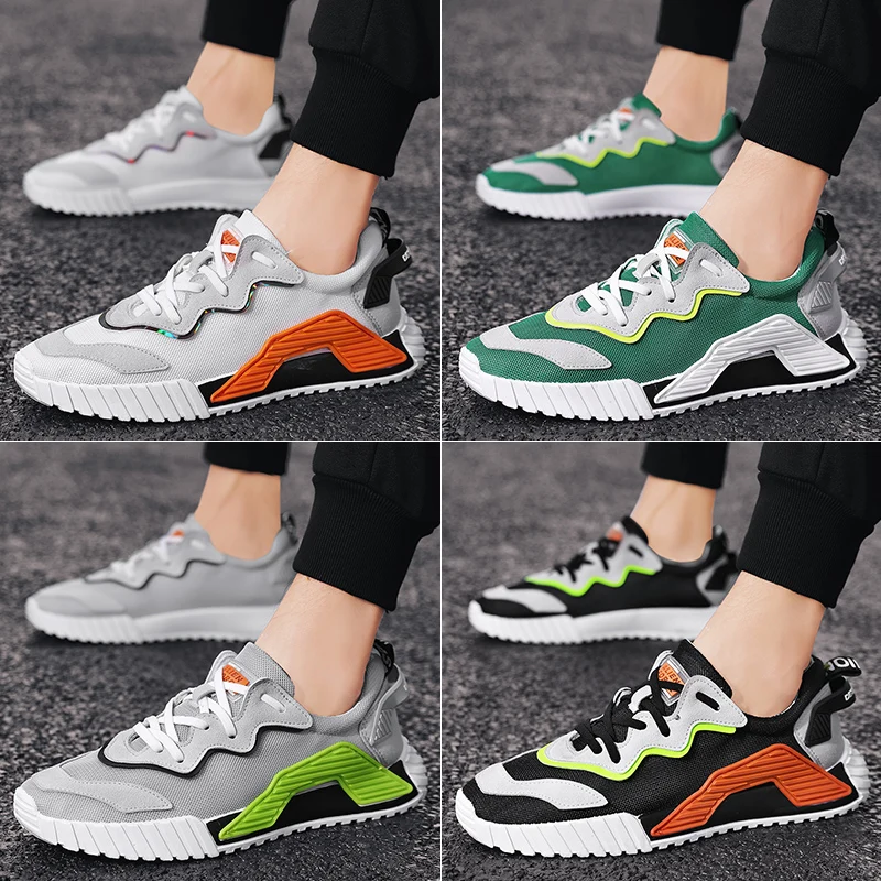 

CYYTL New Men Breathable Casual Shoes Sports Running Shoes Men Sneakers Tennis Training Shoes Green Walking Zapatillas Masculino