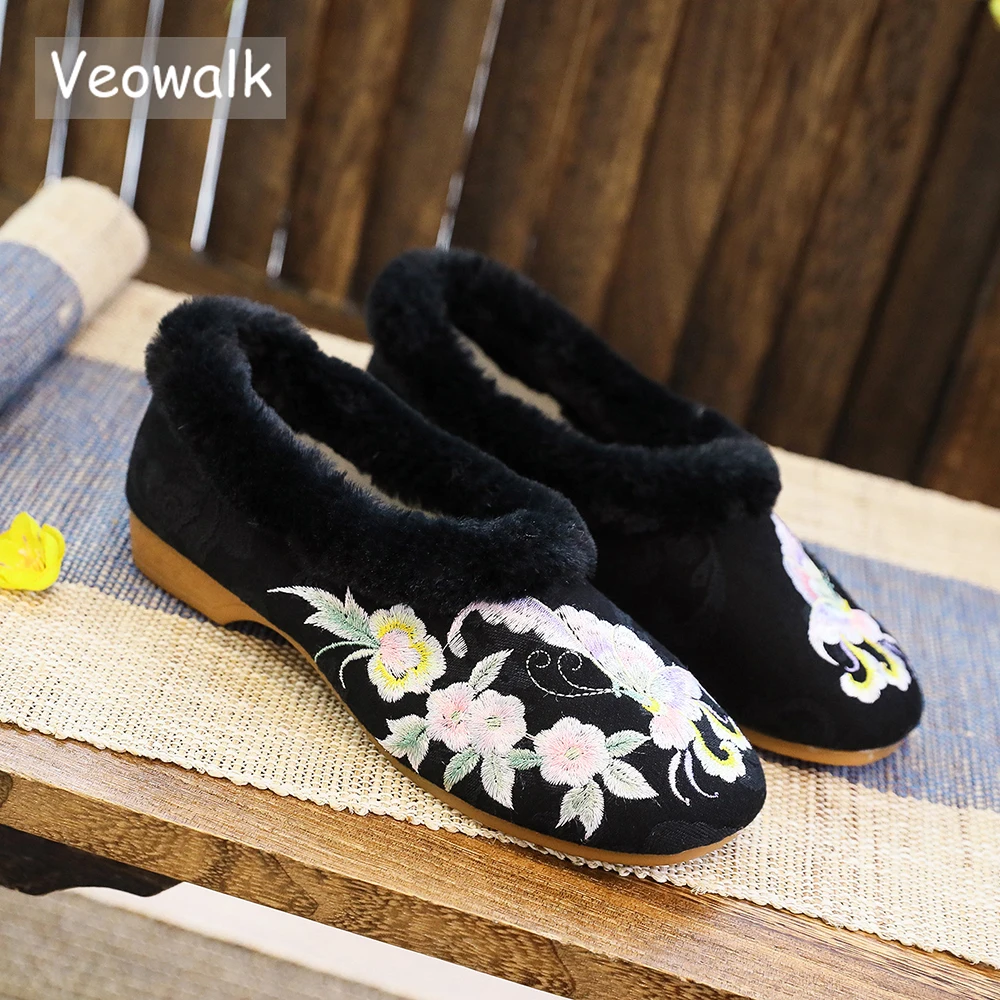 Veowalk/зимняя женская хлопковая обувь на плоской подошве с мехом Удобная