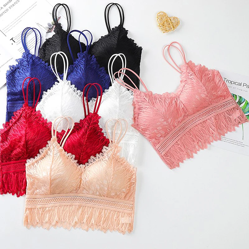 

Women Wireless Lace Bra Push Up Bralette Sexy Lingerie Full Cup Backless Vest Ultrath Brassiere Soft Top Underwear