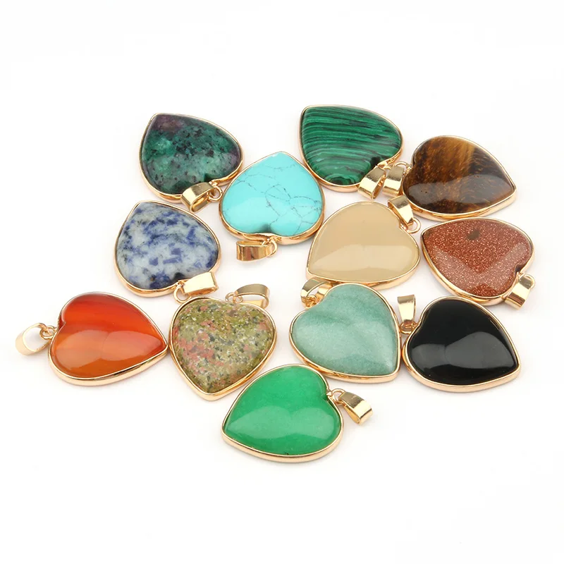 

Natural Stone agates Pendant Heart Shape Pendants DIY Necklace Jewelry Making Accessories Reiki Healing Jewellery Gift