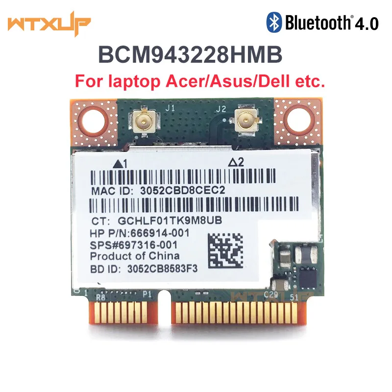 Двухдиапазонный Wi Fi адаптер Broadcom BCM943228HMB BCM943228 802.11a/b/g/n Mini pci e 300 Мбит/с 2 4 ГГц 5