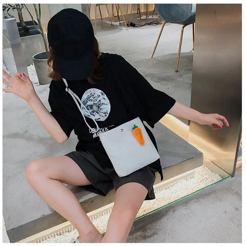 M446 мультяшная модная сумка-мессенджер для женщин холщовая квадратная сумка