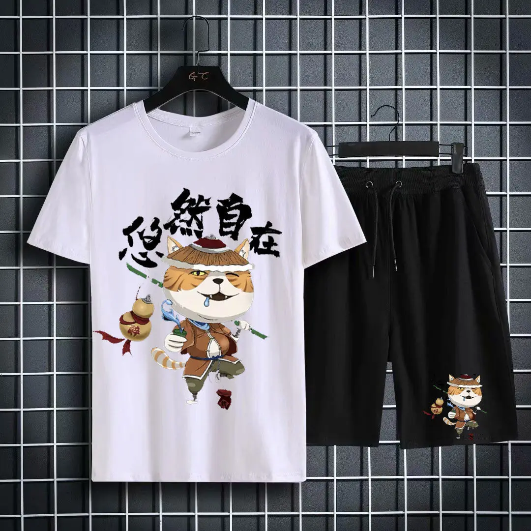 

Fat Shorts Suit Men 's Summer Loose Plus Size Sports Pants Short Sleeve Suit