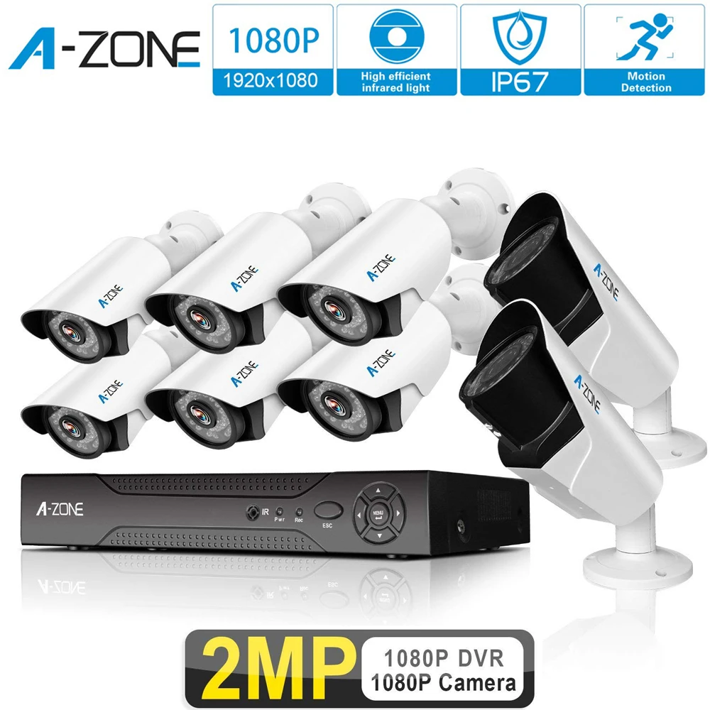 A ZONE 8ch 2.0MP CCTV AHD DVR система камер домашней безопасности 1080P P2P H. 264 Ночное видение