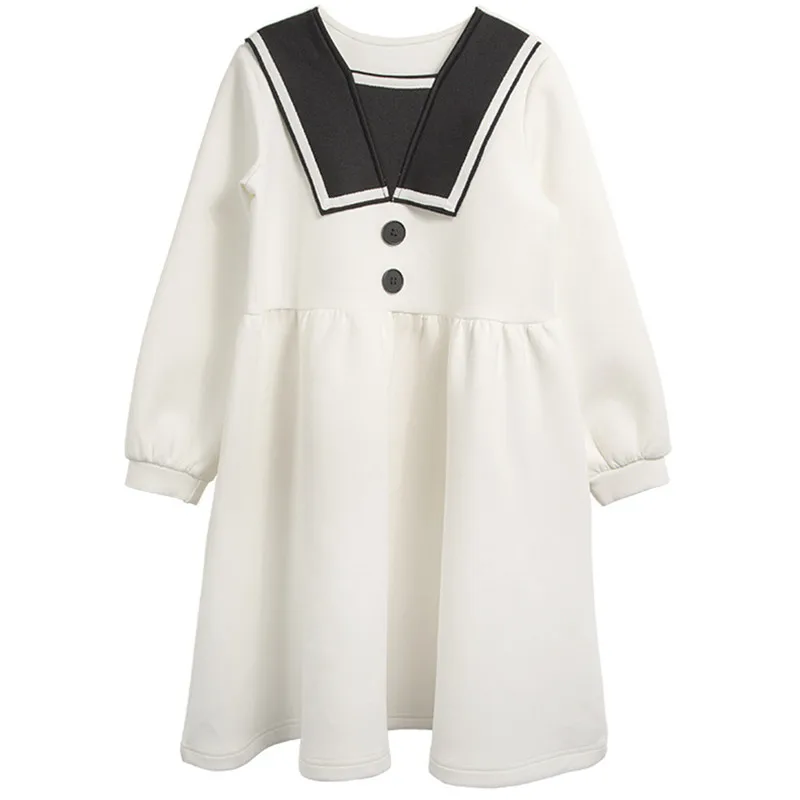 

big girls fashion school uniform dress 6 to 16 years kids & teen girls long sleeve spring sailor collar casual flare dress