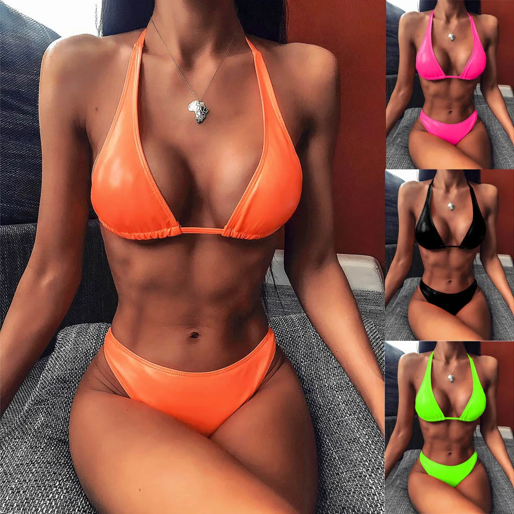 Микро Бикини 2020 Сексуальная Женская однотонная женская одежда с эффектом пуш ап