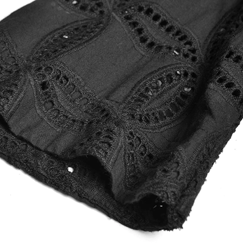 

Vintage Cutwork Women Embroidery Dress Fashion Solid Short Sleeve A-Line Dresses 4612