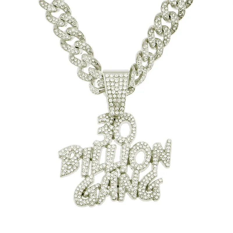 

Iced Out AAA Zircon 30 Billion Gang Pendant With Big Width 13mm Miami Cuban Chain Choker Fashion Hip Hop Bling Jewelry Gift