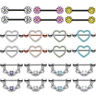 2 шт., пирсинг для сосков с опалом, 14 г