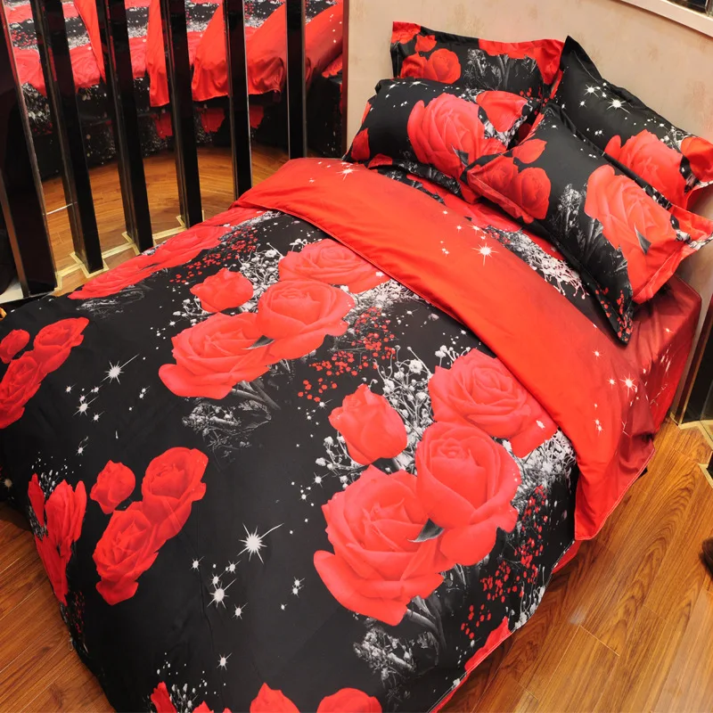

Bedding Set 3D Flowers Printed Polyester 230x200cm Duvet Cover Bedsheet with Pillow Sham Comforter Bedding Sets