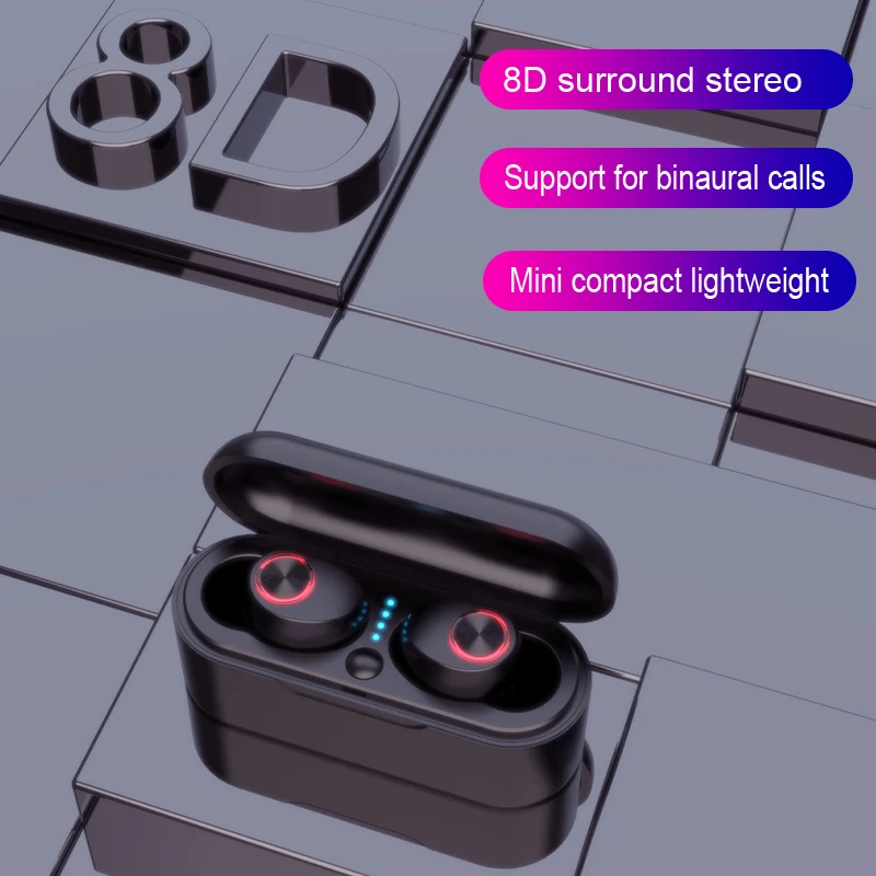TWS Bluetooth Беспроводной наушники Шум шумоподавления громкой связи Bluetooth гарнитура для Беспроводной гарнитура стерео Hi-Fi наушники с зарядный Чехол для мобильного телефона
