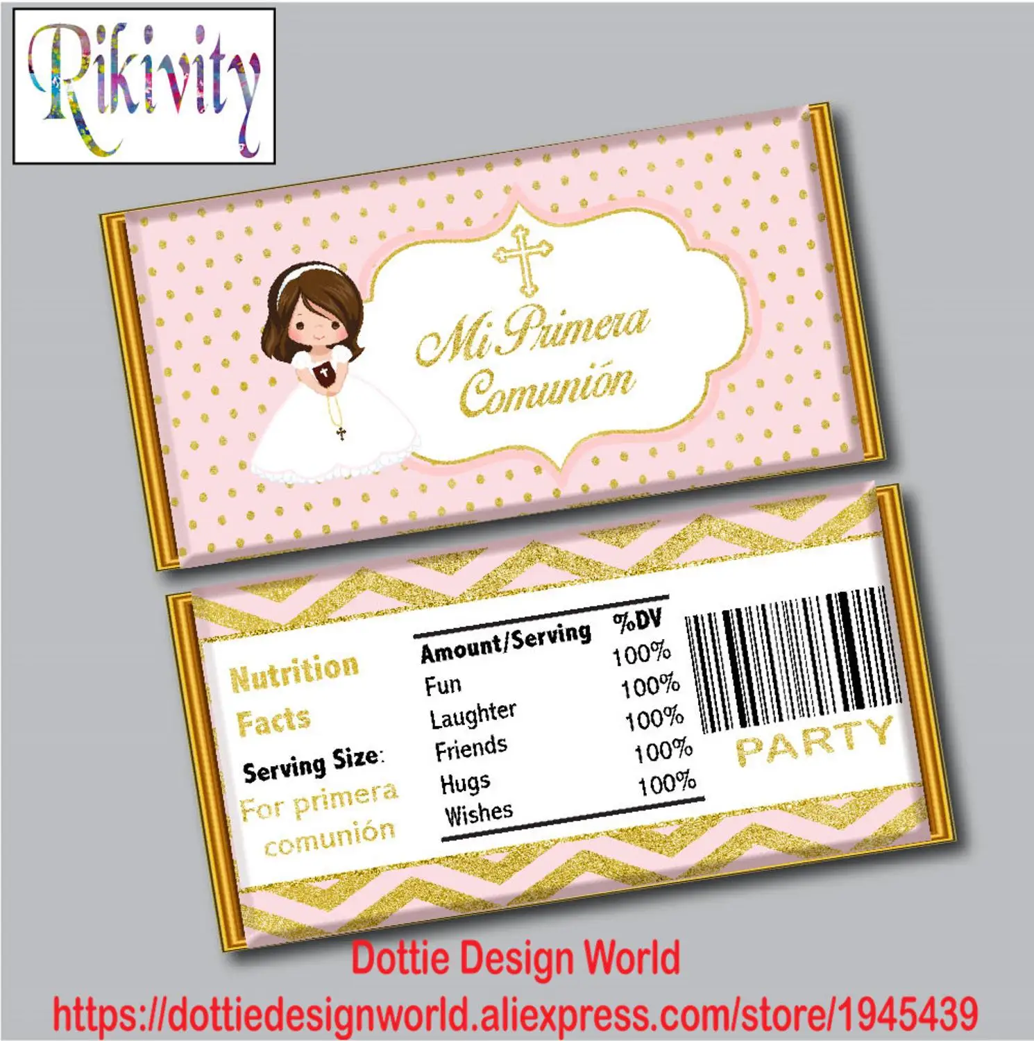 Персонализированные наклейки для первого причастия девочек конфетный бар