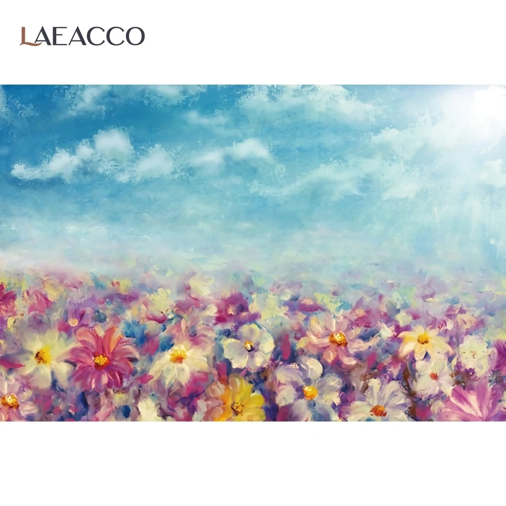 Laeacco голубое небо белые облака цветок море фотографии фоны для фотосъемки