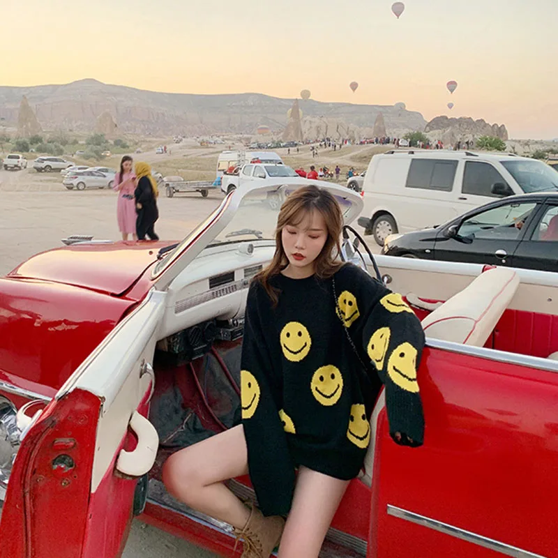 Autumn Winter Women Knitted O Neck Sweater Casual Solid Color Long Sleeve Fashion Loose Female Black Pullovers ZF11122 | Женская одежда