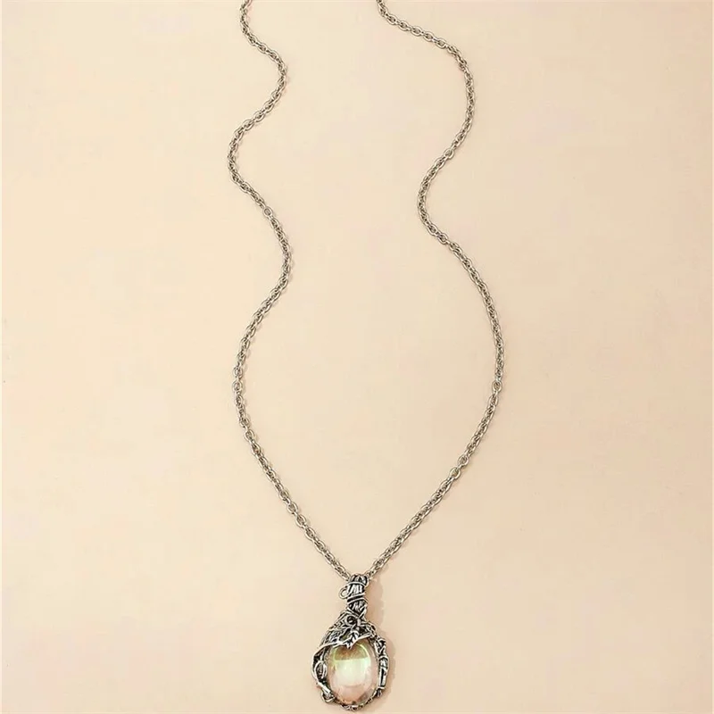 

2021 Trendy Moonstone Necklace Simple Clavicle Chain Pendant Necklace Jewelry collares para mujer colgantes collar