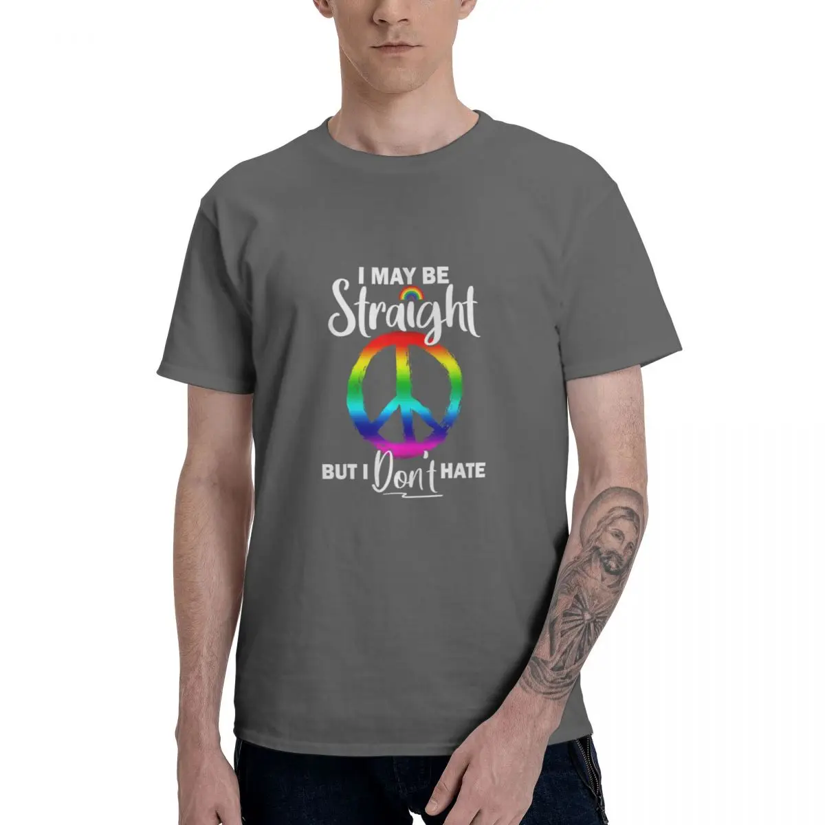 

I May Be Straight But I Dont Hate Funny LGBT Gay Graphic Tee Men's Basic Short Sleeve T-Shirt Aesthetic Clothes Funny Tops