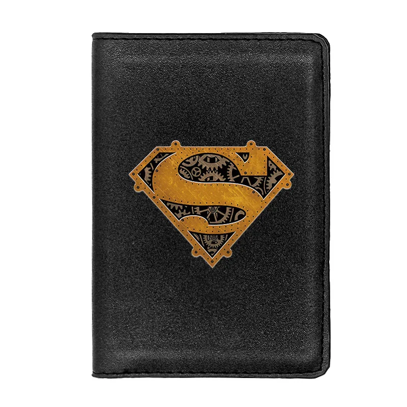 

High Quality Cool Steampunk S Gear Printing Passport Cover Holder ID Credit Card Case Travel Leather Wallet