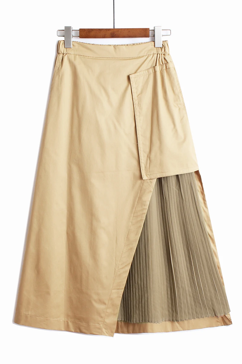 

IEQJ 2021 new summer women's clothing loose big size Chiffon pleated skirt with irregular stitching design A-line WP60604
