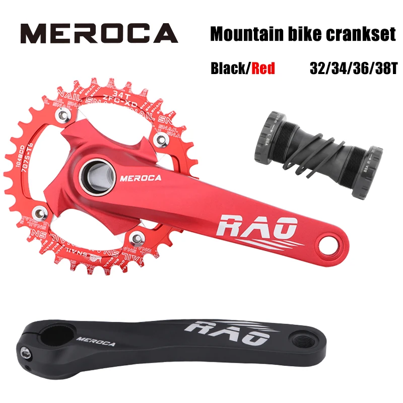 MEROCA RAO Crankset Mtb Hollowtech Crank Arms For Bicycle Integrated Candle Pe 2 Crowns Mountain Bike 104 Bcd Connecting Rods