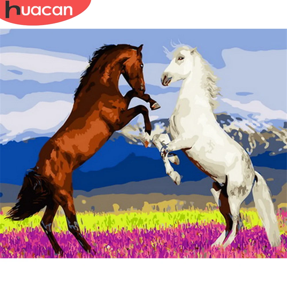 

HUACAN краска по номеру лошадь Рисование животных на холсте Ручная Краска ed краска ing Art подарок DIY картины по номеру комплекты, украшение для до...