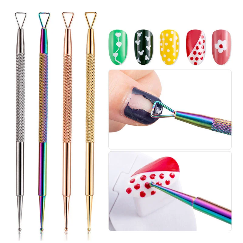 Rose Gold UV Gel Remover Dual-ended Dotting Pen Stainless Steel Silver Nail Art Tools for Polish 1 Pc | Красота и здоровье