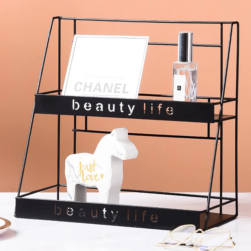 

Кованого железа настольные полки может быть установлен на стену, двухслойная косметическая сумка для хранения стеллажи для выставки товар...