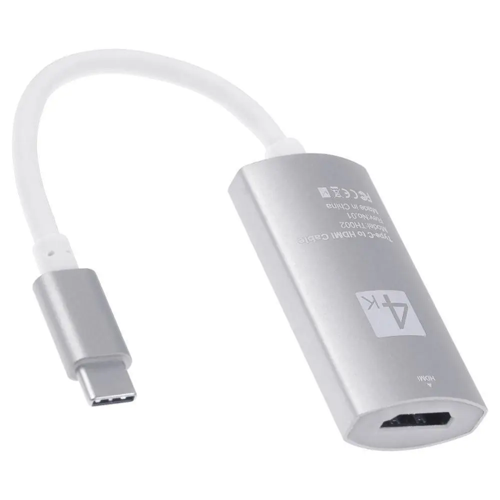 Тип C HDMI Женский hd видеокабель, адаптер 4 K конвертер для MacBook Dell samsung Galaxy S8 S9 S10 Note8 LG G5 к ТВ проектор - Цвет: Silver